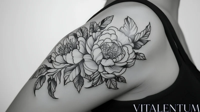 Intricate Arm Flower Tattoo Design AI Image