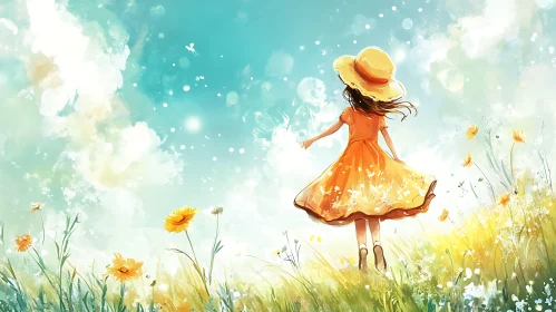 Childhood Innocence in a Sunny Meadow