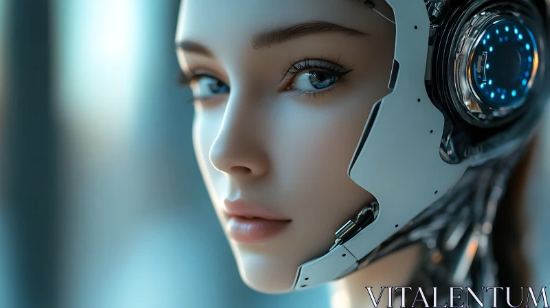 Advanced Technology Female Cyborg Portrait AI Image