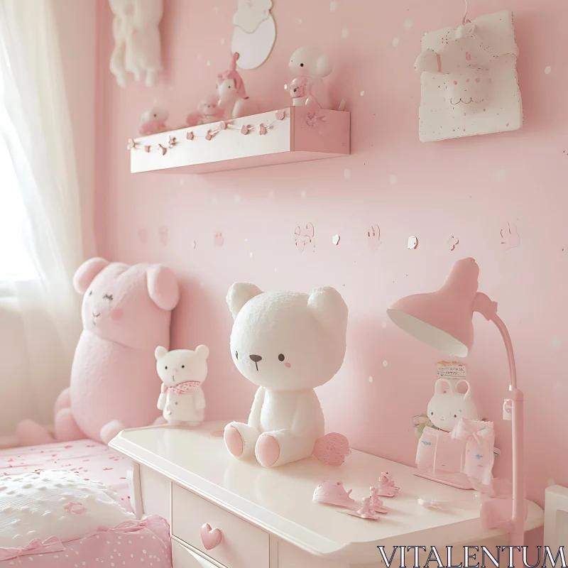 AI ART Pastel Pink Teddy Bear Toy Collection