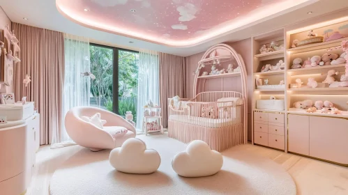 Soft Pink Baby Room with Cloud Accents