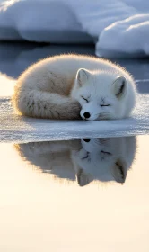 Sleeping Arctic Fox Reflection