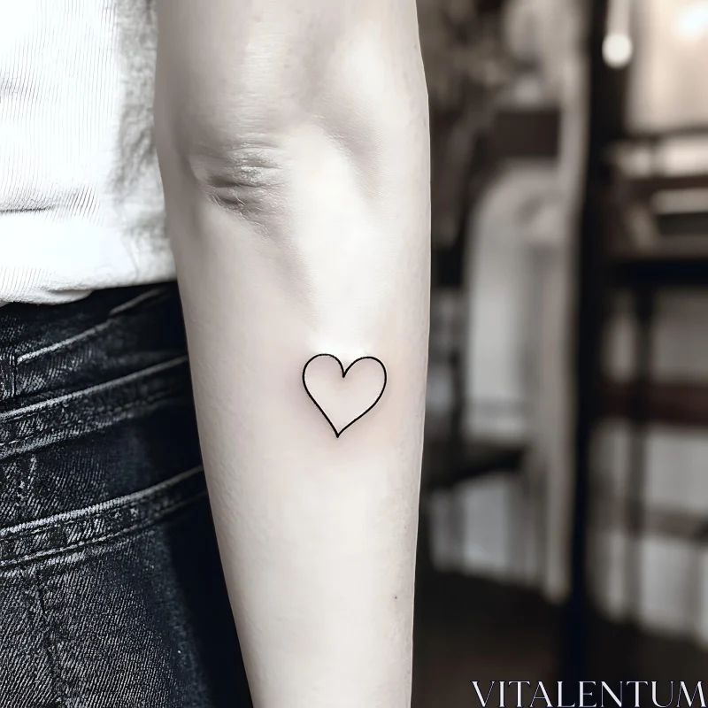 Simple Heart Outline Tattoo on Inner Arm AI Image