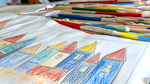 Child's Drawing with Pencils