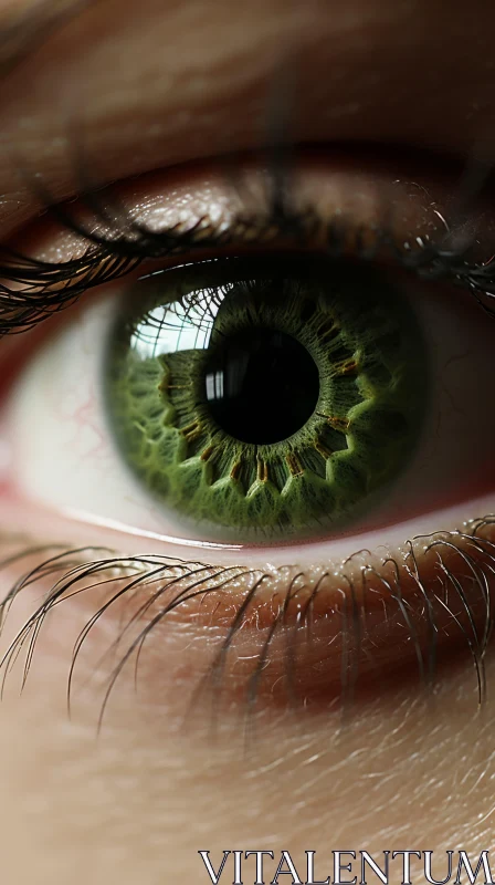Close-Up View of a Green Eye: Detailed Macro Photography AI Image