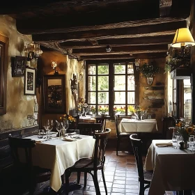 Rustic Dining Room with Warm Lighting