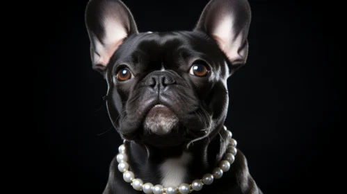 Elegant French Bulldog with Pearl Necklace