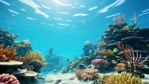 Hyperrealistic Underwater Scene of a Coral Reef and Soft Coral