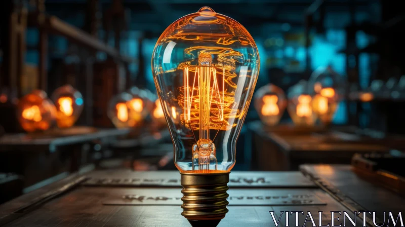 Industrial Artistry: Edison Bulb in Warehouse AI Image