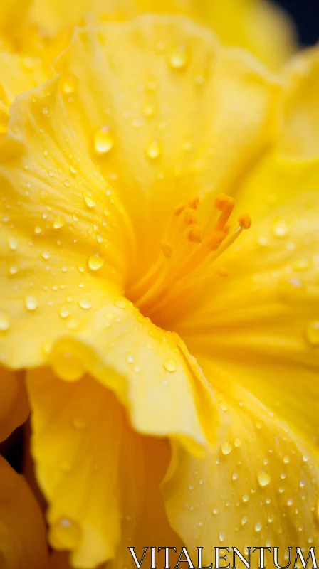 Radiant Yellow Flower with Morning Dew AI Image
