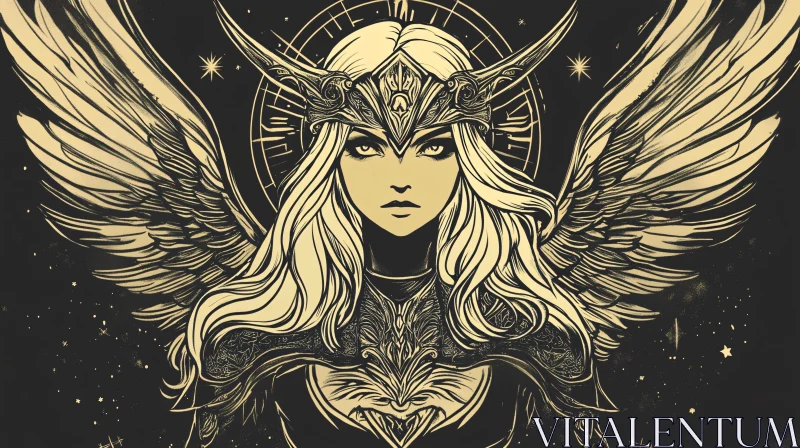 Winged Warrior Woman Art AI Image