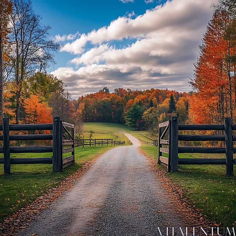 AI ART Fall Landscape with Gravel Path