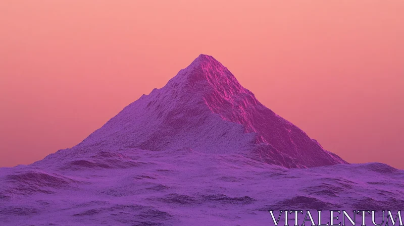 Dreamlike Mountain Scene with Pink and Purple Hues AI Image