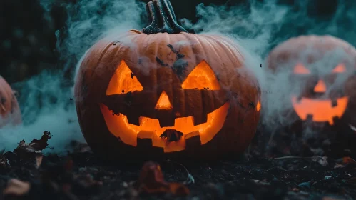 Smoky Halloween Pumpkin Trio