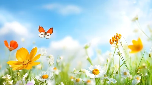 Floral Meadow with Butterfly