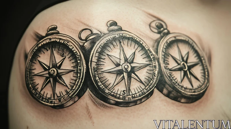 Artistic Compass Trio Tattoo AI Image