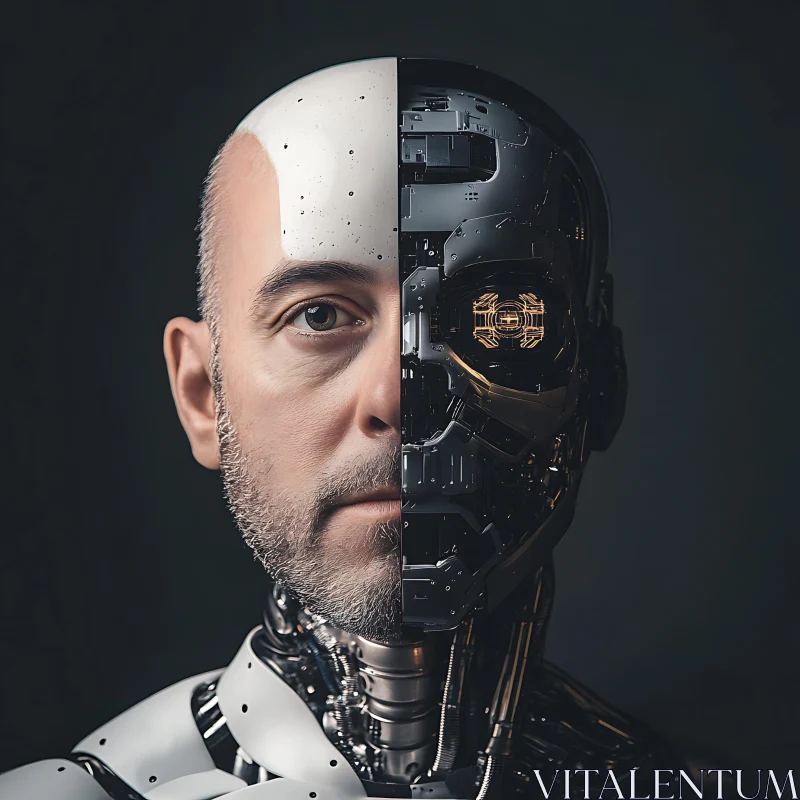 The Cyborg Hybrid: Merging Human and Technology AI Image