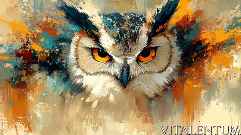 AI ART Owl with Intense Gaze