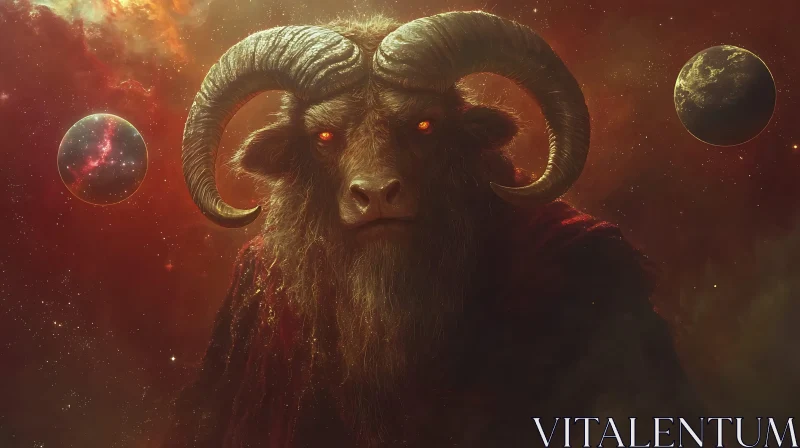 AI ART Celestial Minotaur with Fiery Gaze