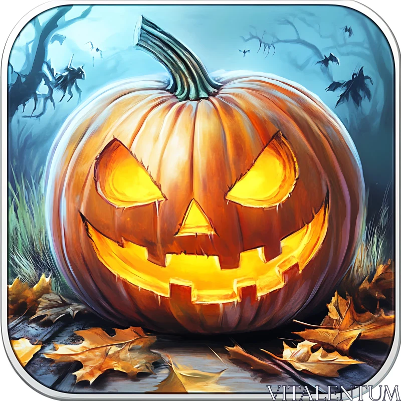 Spooky Season: Jack-o'-Lantern in the Mist AI Image