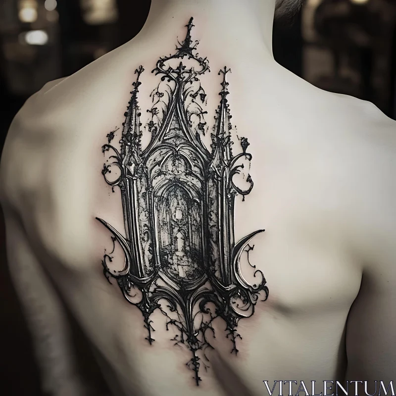 Intricate Gothic Back Tattoo Design AI Image