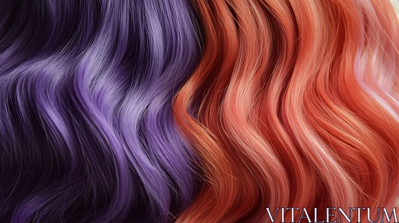 Colourful Wavy Hair Close-Up AI Image