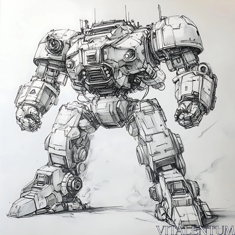 AI ART Detailed Mech Robot Illustration