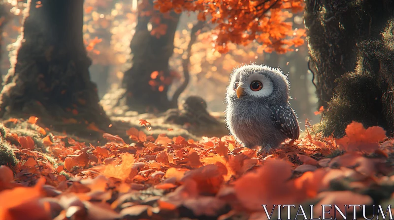 AI ART Autumn Forest with Curious Owl