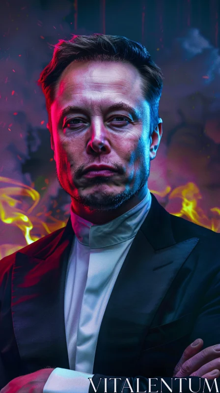 AI ART Elon Musk in Dramatic Flames