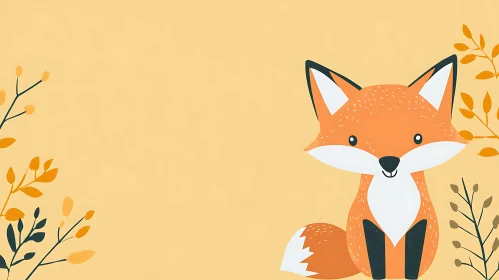 Stylized Fox and Foliage Graphic