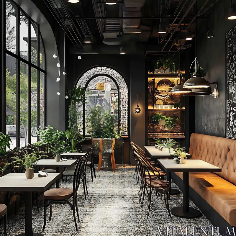 Stylish Restaurant Interior Design AI Image