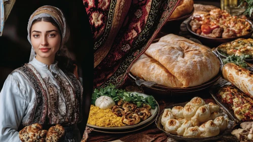 Woman with Traditional Food