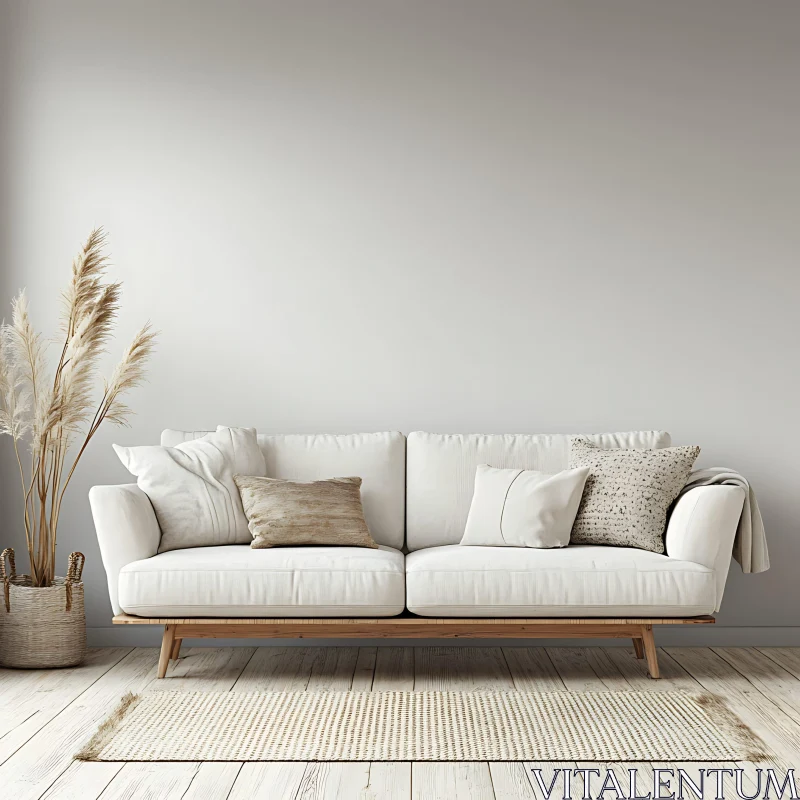 AI ART Modern Home Interior with White Sofa