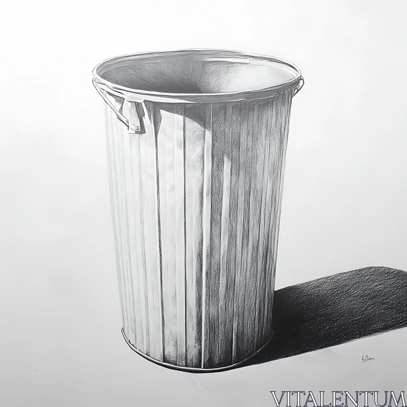 AI ART Still Life of Metal Trash Can