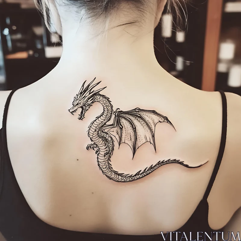 AI ART Intricate Dragon Tattoo on Shoulder Blades