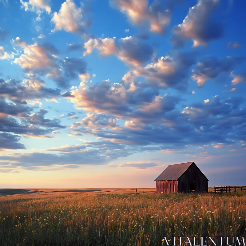 AI ART Rural Barn Sunset