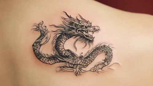 Detailed Dragon Tattoo in Black Ink