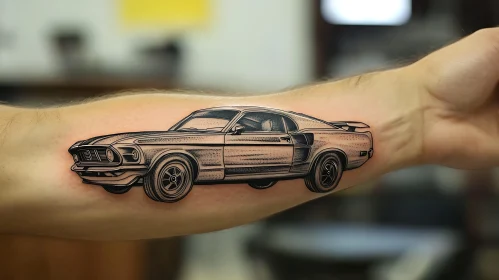 Vintage Muscle Car Tattoo Design on Arm