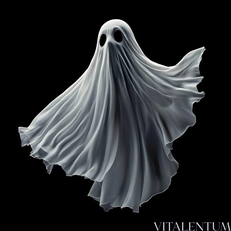 Minimalist Ghost Apparition on Black Background AI Image