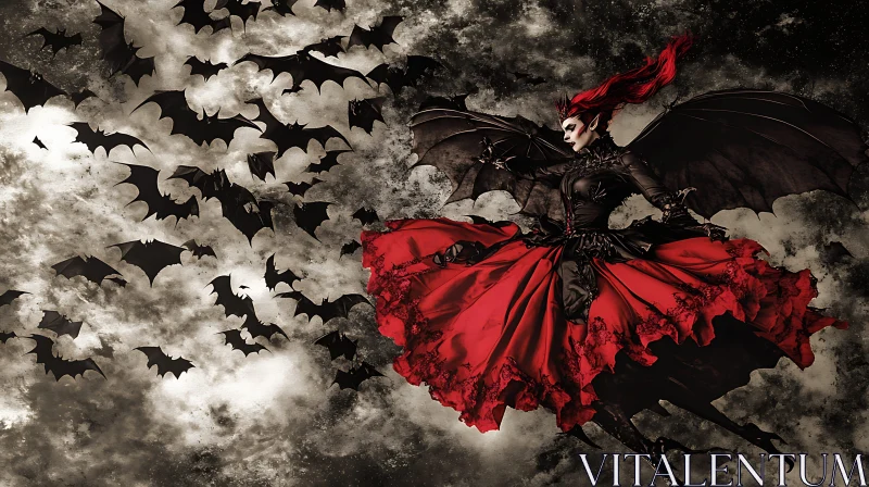 AI ART Gothic Vampire in Flight