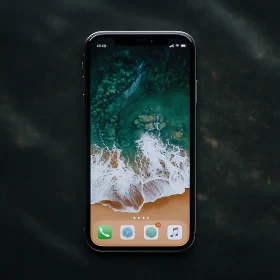 Mobile Phone Displaying Ocean Scenery
