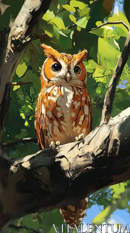 Owl Perched in Nature AI Image