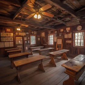 Old Wooden Schoolhouse Classroom