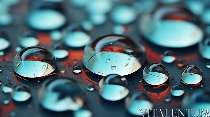 Abstract Photorealism: Water Drops Against Dark Background AI Image