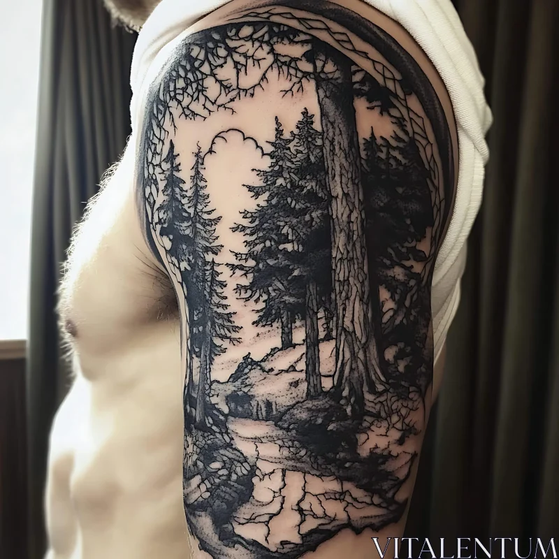 Intricate Woodland Tattoo Design AI Image