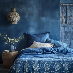 Calm Blue Bedroom with Rustic Decor