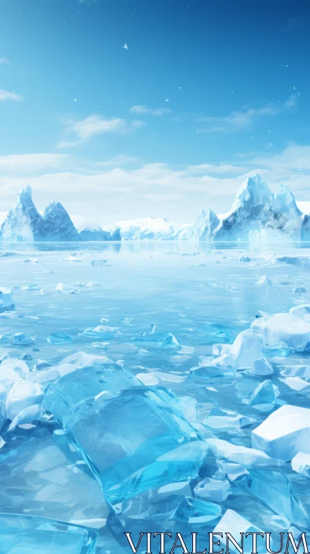 Captivating Icebergs in an Icy Ocean - Concept Art AI Image