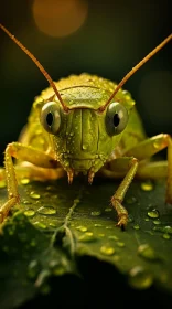 Close-Up of Green Grasshopper - A Blend of Nature and Sci-Fi Realism