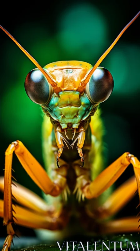 Contemporary Praying Mantis Portrait in Neon Light AI Image