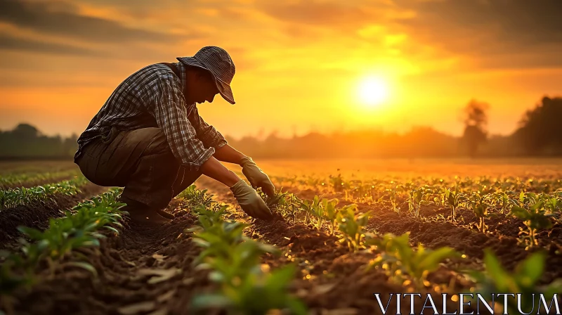 AI ART Agricultural Worker at Dusk